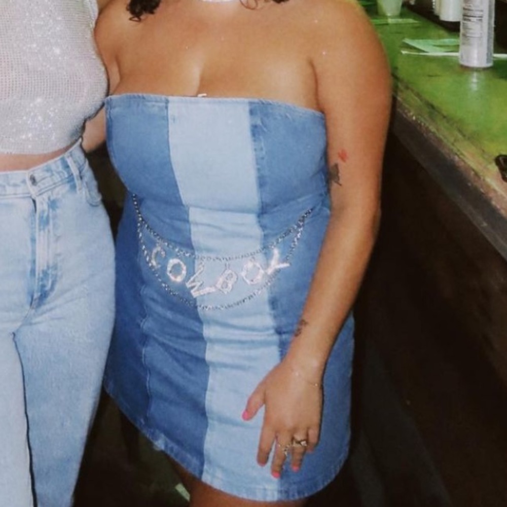 Striped denim dress